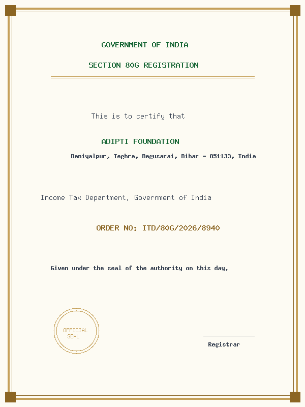 80G Tax Benefit Certificate